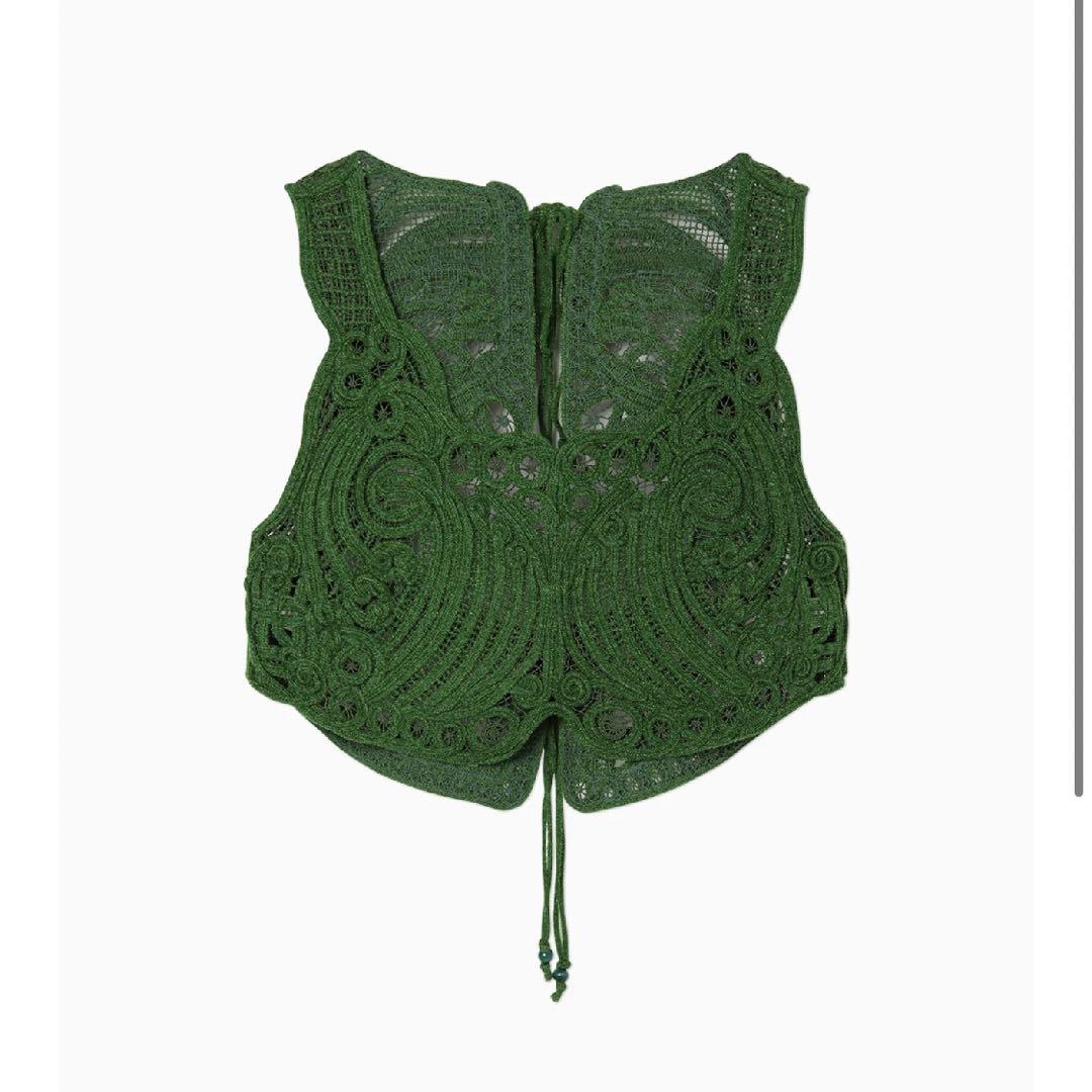 Embroidery green Cord Vest -